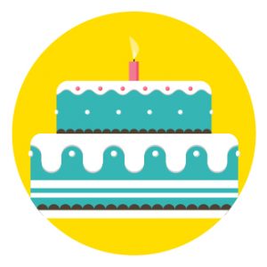 Icon of a birthday cake to represent how to stay connected to family and friends