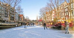 Ice skating Amsterdam's canal