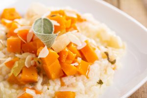 Vegan risotto with butternut squash