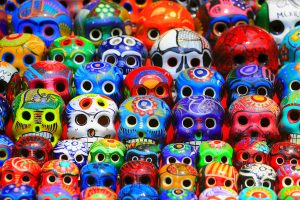 Día de Muertos: Mexican Calaveras, skulls pattern, Mexico City culture