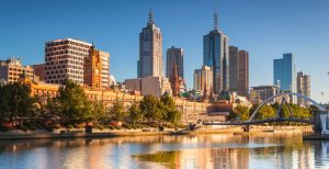 Melbourne skyline looking towards Flinders Street Station