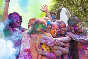 Friends Celebrating Holi Festival in India