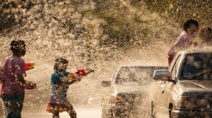 water gun fight in Thailand 