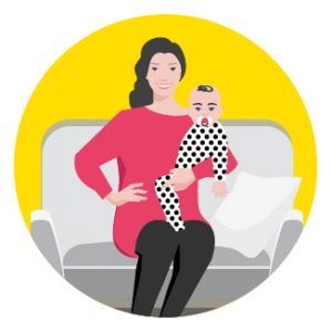 Icon of women smiling and catching up with a loved one to represent how to stay connected to family and friends