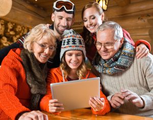 Family using digital tablet