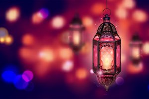 illustration of illuminated lamp on Ramadan Kareem (Generous Ramadan) background