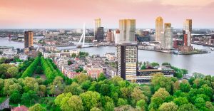 drone view of Rotterdam city