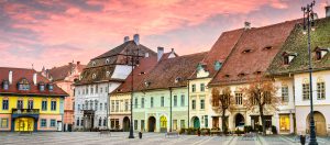 Sibiu square at sunrise