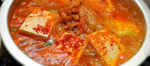 spicy Korean kimchi jjigae stew