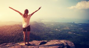 girl hiking mountain